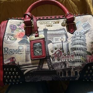 Nicole Lee Red and Multicolor Satchel